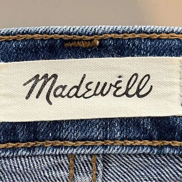 MADEWELL high rise denim shortie cutoff jean shorts size 26 medium wash - Picture 4 of 6